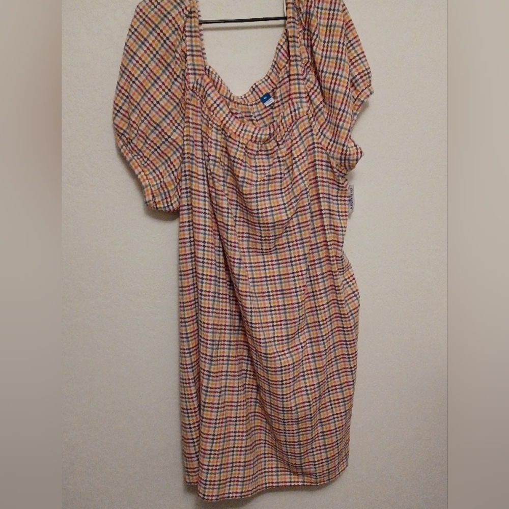 Old Navy 4x multi color small plaid print dress
